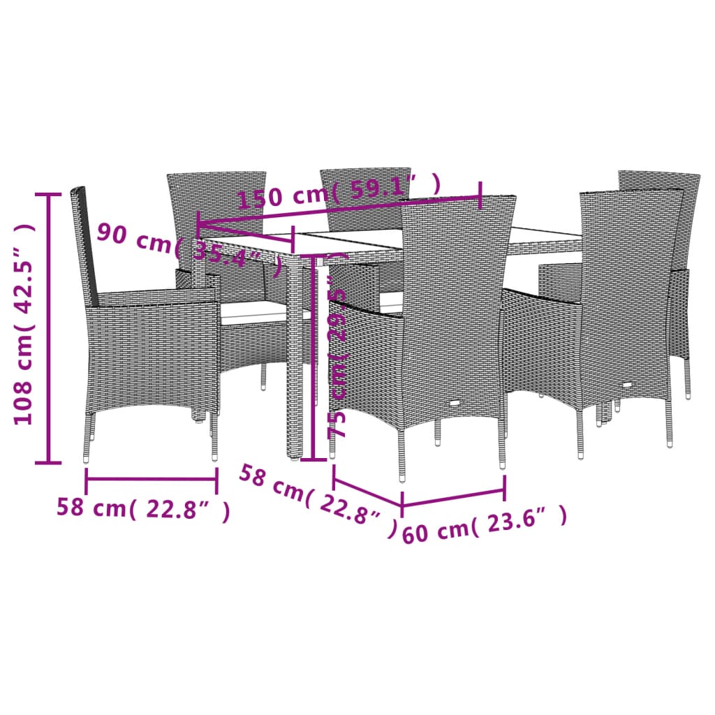 7-delige Tuinset met kussens poly rattan beige is nu te koop bij PeponiXL, paradijselijk wonen!