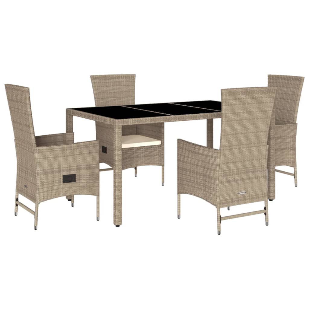 5-delige Tuinset met kussens poly rattan beige is nu te koop bij PeponiXL, paradijselijk wonen!