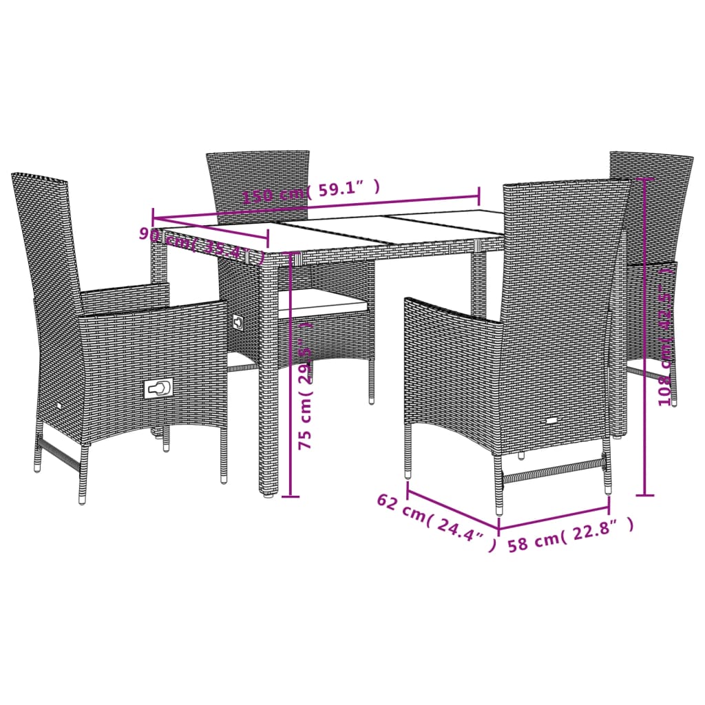 5-delige Tuinset met kussens poly rattan beige is nu te koop bij PeponiXL, paradijselijk wonen!
