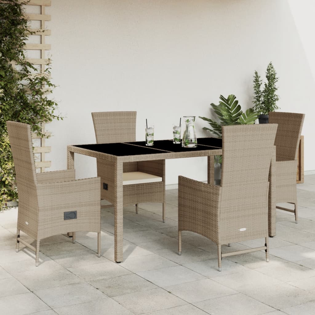 5-delige Tuinset met kussens poly rattan beige is nu te koop bij PeponiXL, paradijselijk wonen!