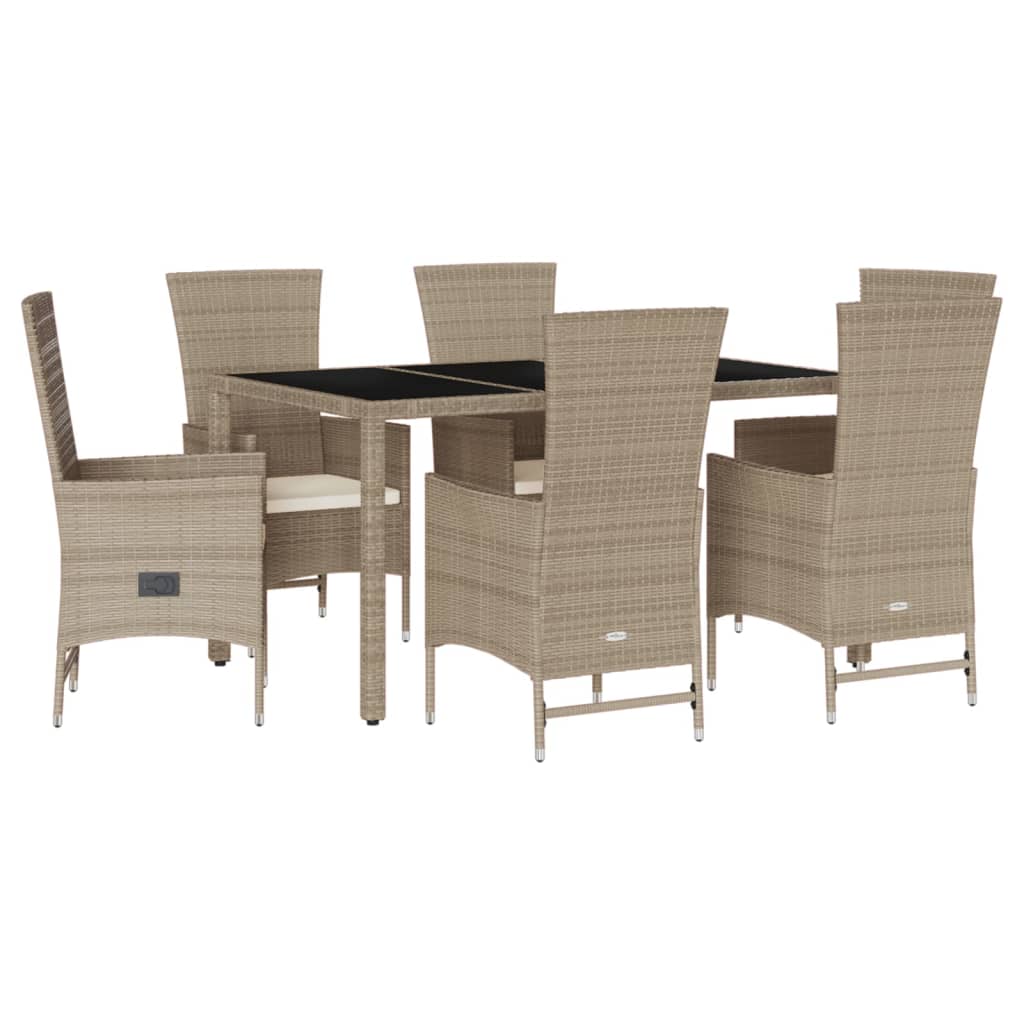 7-delige Tuinset met kussens poly rattan beige is nu te koop bij PeponiXL, paradijselijk wonen!