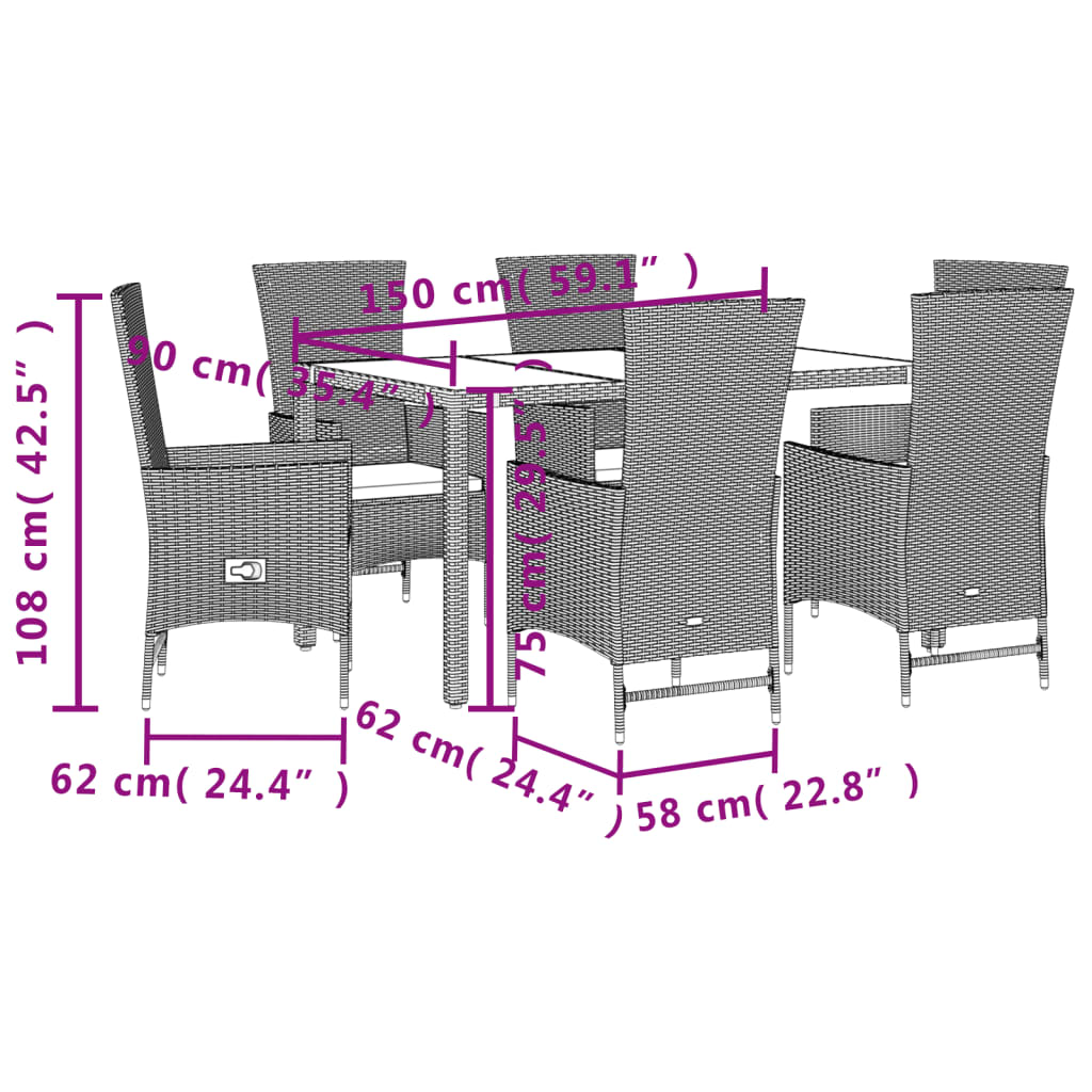 7-delige Tuinset met kussens poly rattan beige is nu te koop bij PeponiXL, paradijselijk wonen!