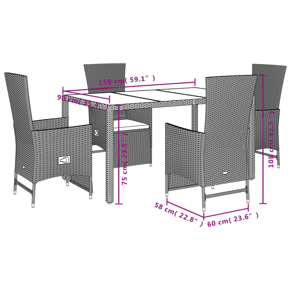 5-delige Tuinset met kussens poly rattan beige is nu te koop bij PeponiXL, paradijselijk wonen!