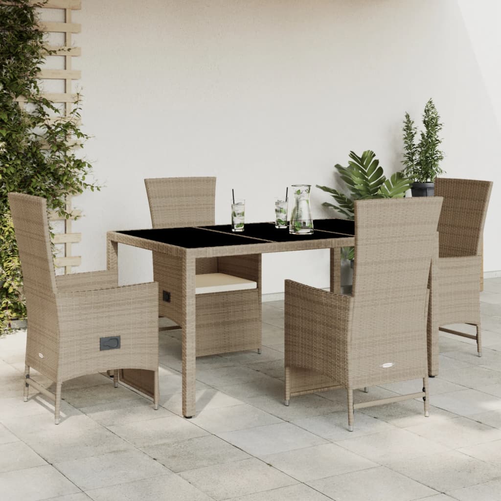 5-delige Tuinset met kussens poly rattan beige is nu te koop bij PeponiXL, paradijselijk wonen!