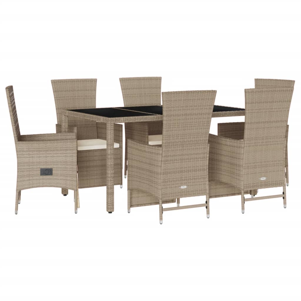 7-delige Tuinset met kussens poly rattan beige is nu te koop bij PeponiXL, paradijselijk wonen!