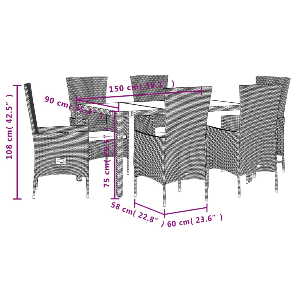 7-delige Tuinset met kussens poly rattan beige is nu te koop bij PeponiXL, paradijselijk wonen!