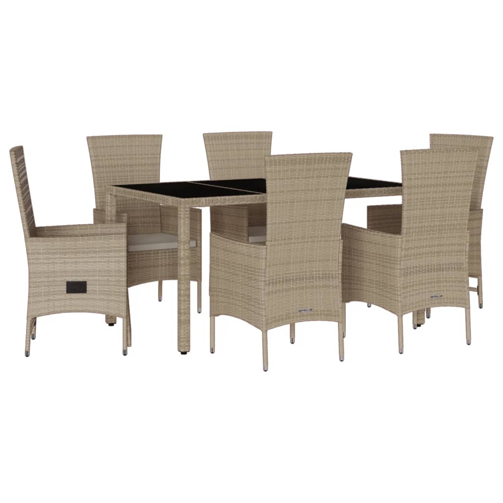 7-delige Tuinset met kussens poly rattan beige is nu te koop bij PeponiXL, paradijselijk wonen!