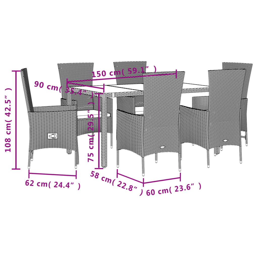 7-delige Tuinset met kussens poly rattan beige is nu te koop bij PeponiXL, paradijselijk wonen!