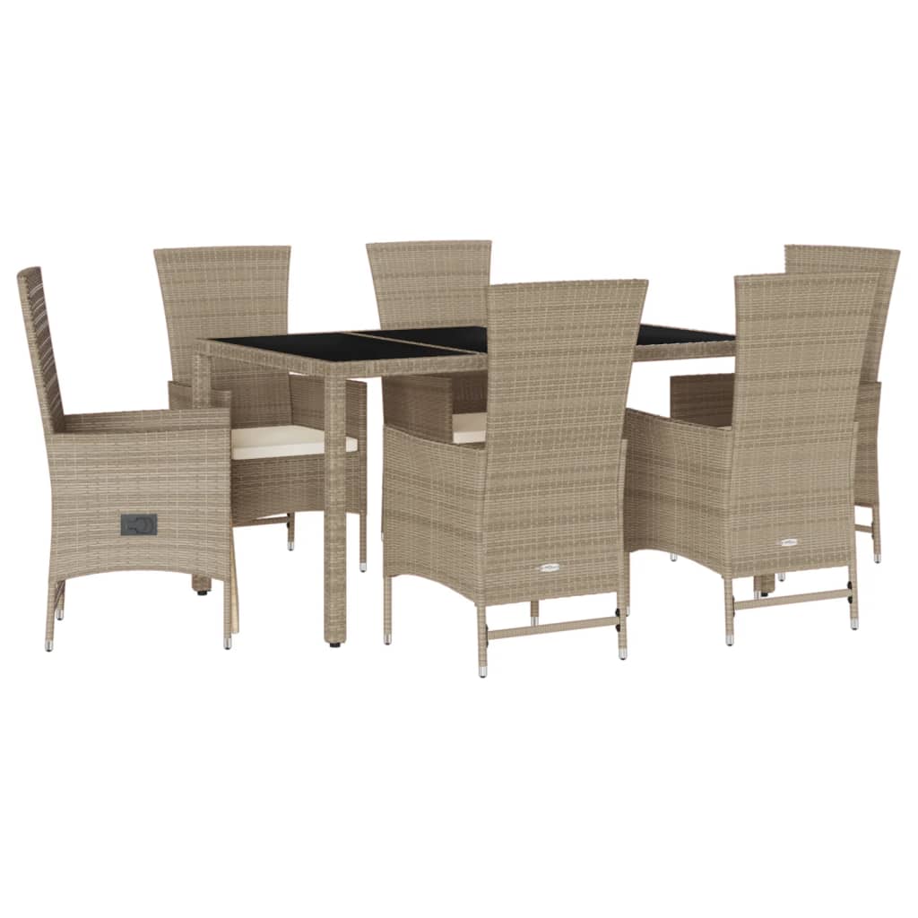 7-delige Tuinset met kussens poly rattan beige is nu te koop bij PeponiXL, paradijselijk wonen!