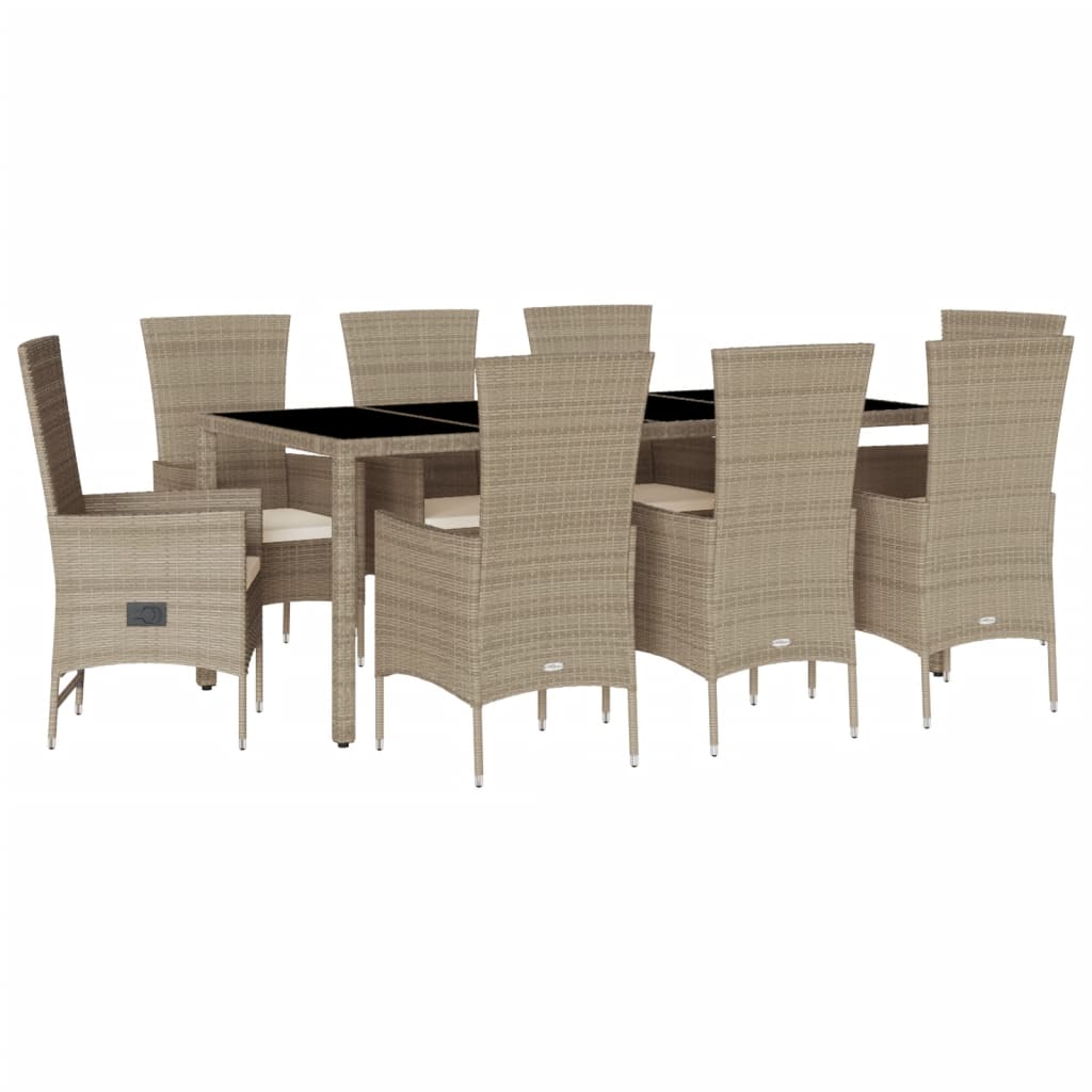 9-delige Tuinset met kussens poly rattan beige is nu te koop bij PeponiXL, paradijselijk wonen!