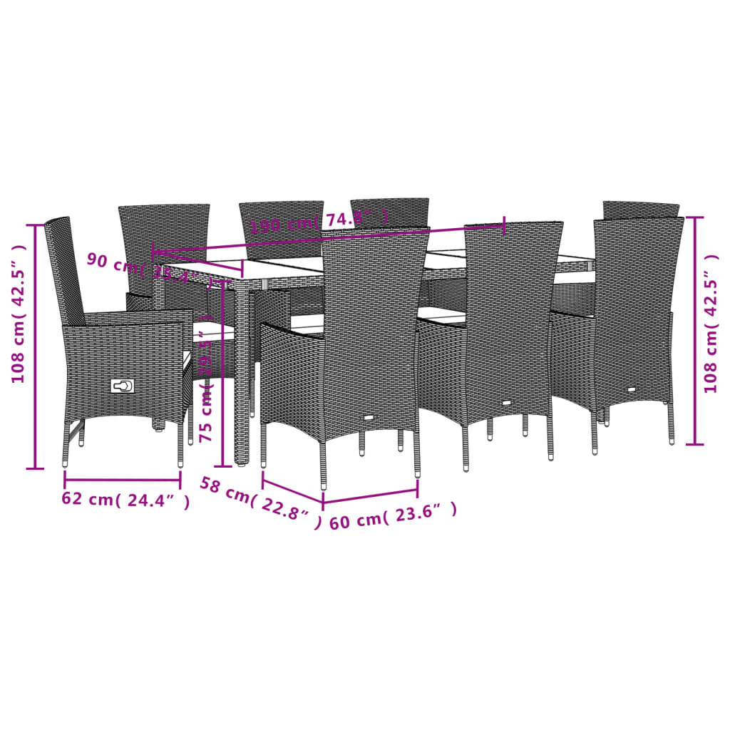 9-delige Tuinset met kussens poly rattan beige is nu te koop bij PeponiXL, paradijselijk wonen!