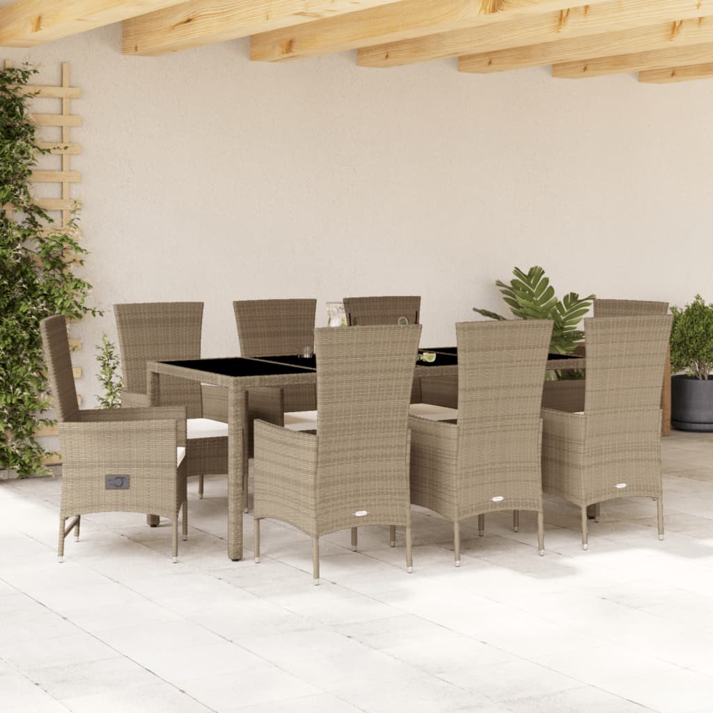 9-delige Tuinset met kussens poly rattan beige is nu te koop bij PeponiXL, paradijselijk wonen!