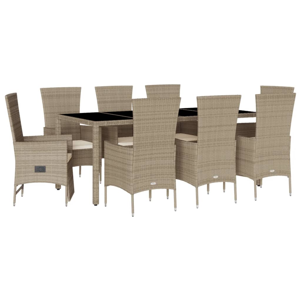 9-delige Tuinset met kussens poly rattan beige is nu te koop bij PeponiXL, paradijselijk wonen!