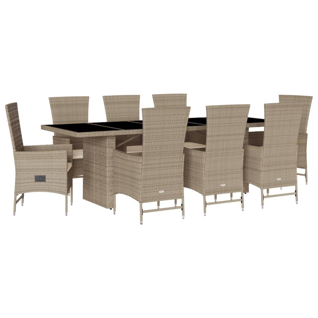 9-delige Tuinset met kussens poly rattan beige is nu te koop bij PeponiXL, paradijselijk wonen!