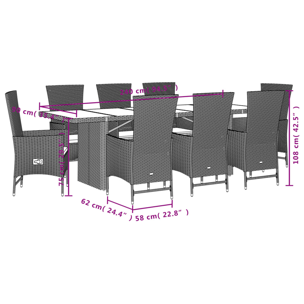 9-delige Tuinset met kussens poly rattan beige is nu te koop bij PeponiXL, paradijselijk wonen!