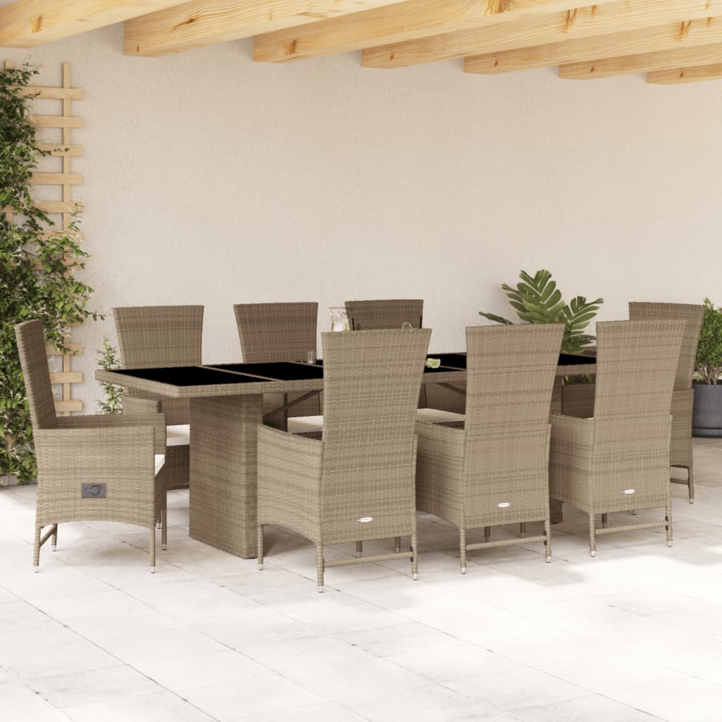 9-delige Tuinset met kussens poly rattan beige is nu te koop bij PeponiXL, paradijselijk wonen!