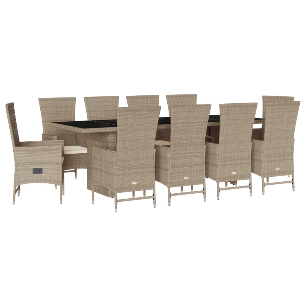 11-delige Tuinset met kussens poly rattan beige is nu te koop bij PeponiXL, paradijselijk wonen!