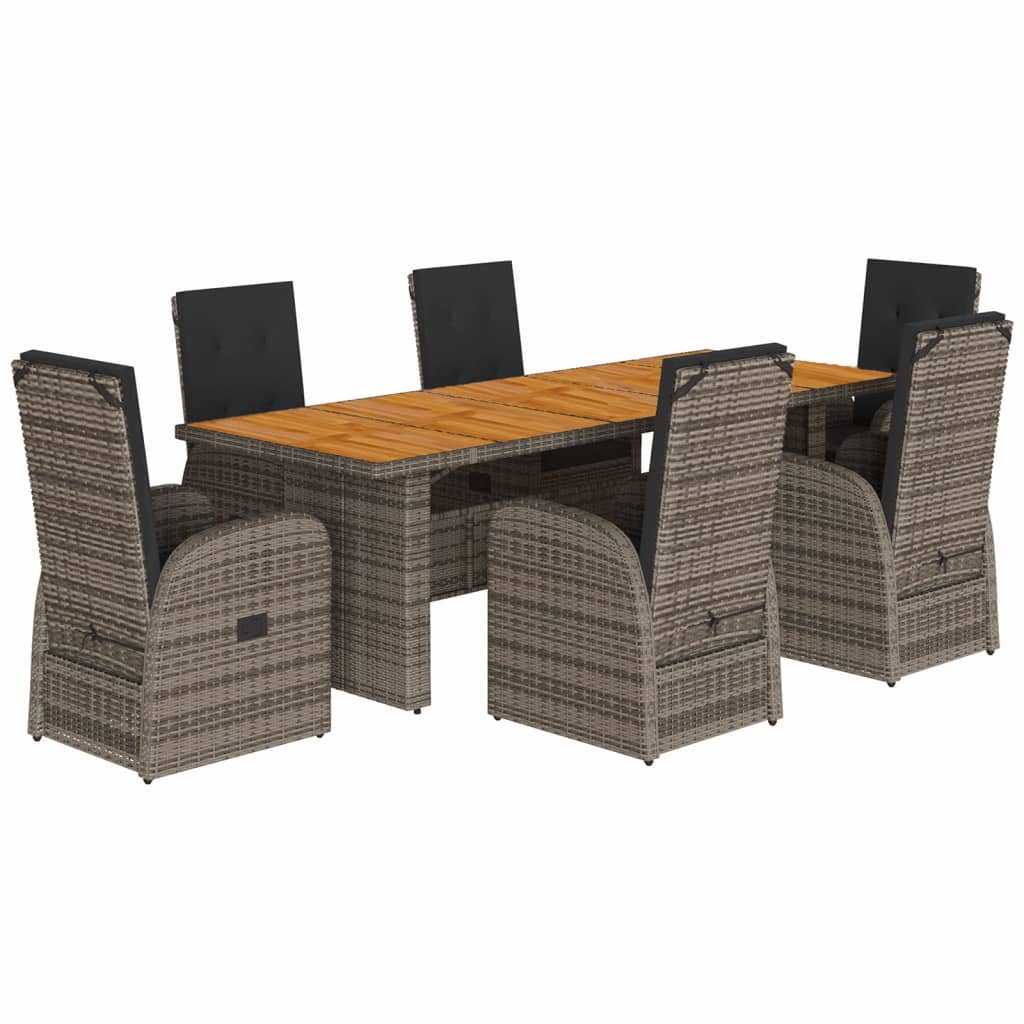 7-delige Tuinset met kussens poly rattan grijs is nu te koop bij PeponiXL, paradijselijk wonen!
