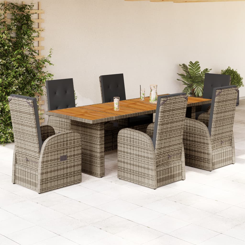 7-delige Tuinset met kussens poly rattan grijs is nu te koop bij PeponiXL, paradijselijk wonen!