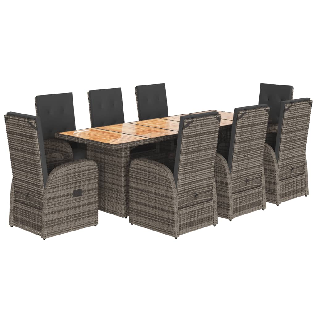 9-delige Tuinset met kussens poly rattan grijs is nu te koop bij PeponiXL, paradijselijk wonen!