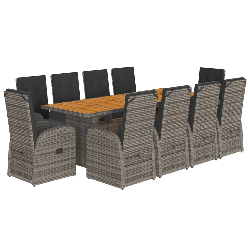 11-delige Tuinset met kussens poly rattan grijs is nu te koop bij PeponiXL, paradijselijk wonen!