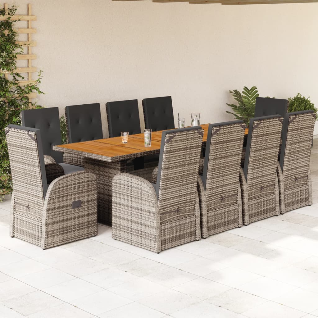 11-delige Tuinset met kussens poly rattan grijs is nu te koop bij PeponiXL, paradijselijk wonen!