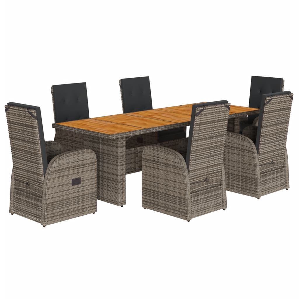7-delige Tuinset met kussens poly rattan grijs is nu te koop bij PeponiXL, paradijselijk wonen!