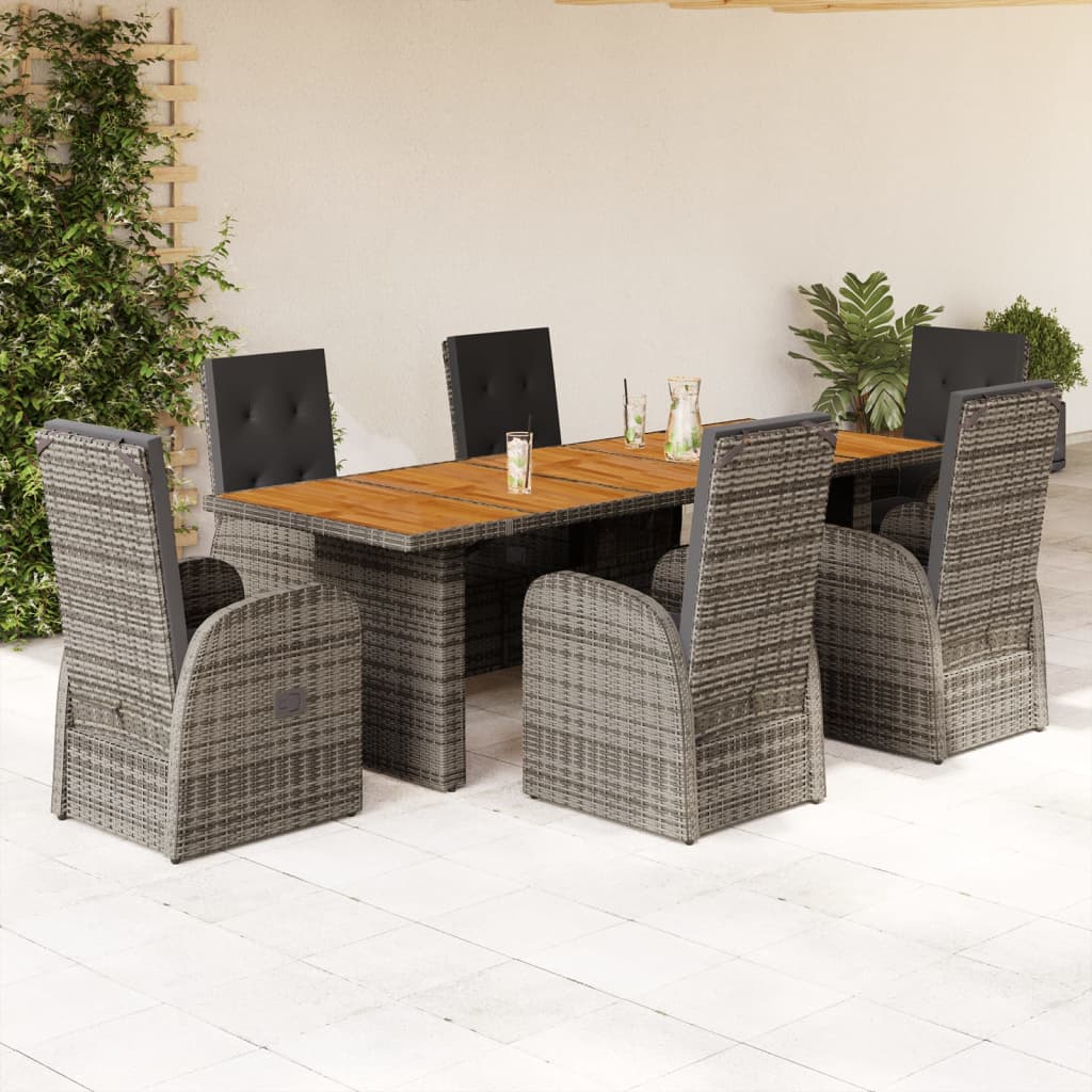 7-delige Tuinset met kussens poly rattan grijs is nu te koop bij PeponiXL, paradijselijk wonen!