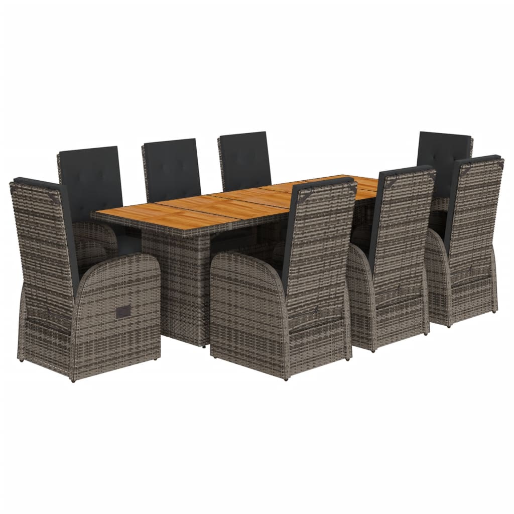 9-delige Tuinset met kussens poly rattan grijs is nu te koop bij PeponiXL, paradijselijk wonen!