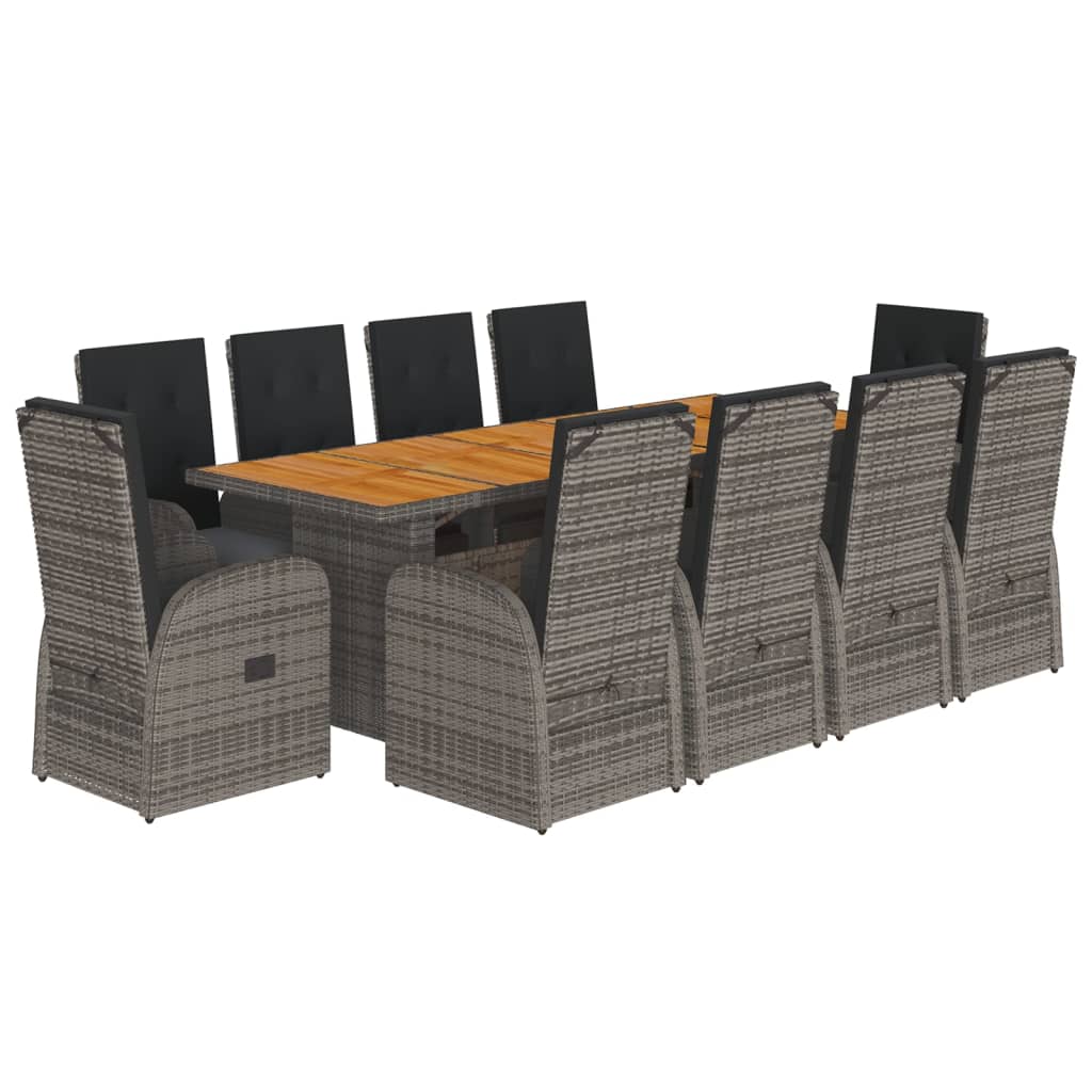 11-delige Tuinset met kussens poly rattan grijs is nu te koop bij PeponiXL, paradijselijk wonen!