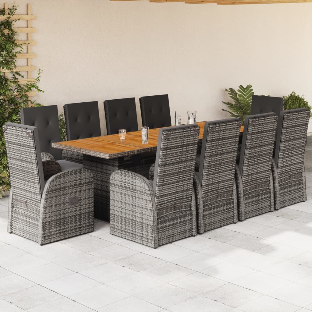 11-delige Tuinset met kussens poly rattan grijs is nu te koop bij PeponiXL, paradijselijk wonen!