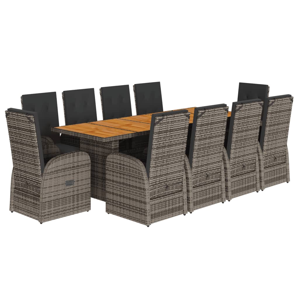 11-delige Tuinset met kussens poly rattan grijs is nu te koop bij PeponiXL, paradijselijk wonen!