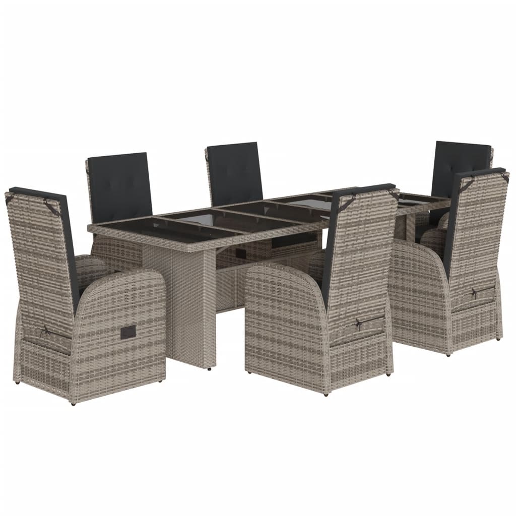 7-delige Tuinset met kussens poly rattan grijs is nu te koop bij PeponiXL, paradijselijk wonen!