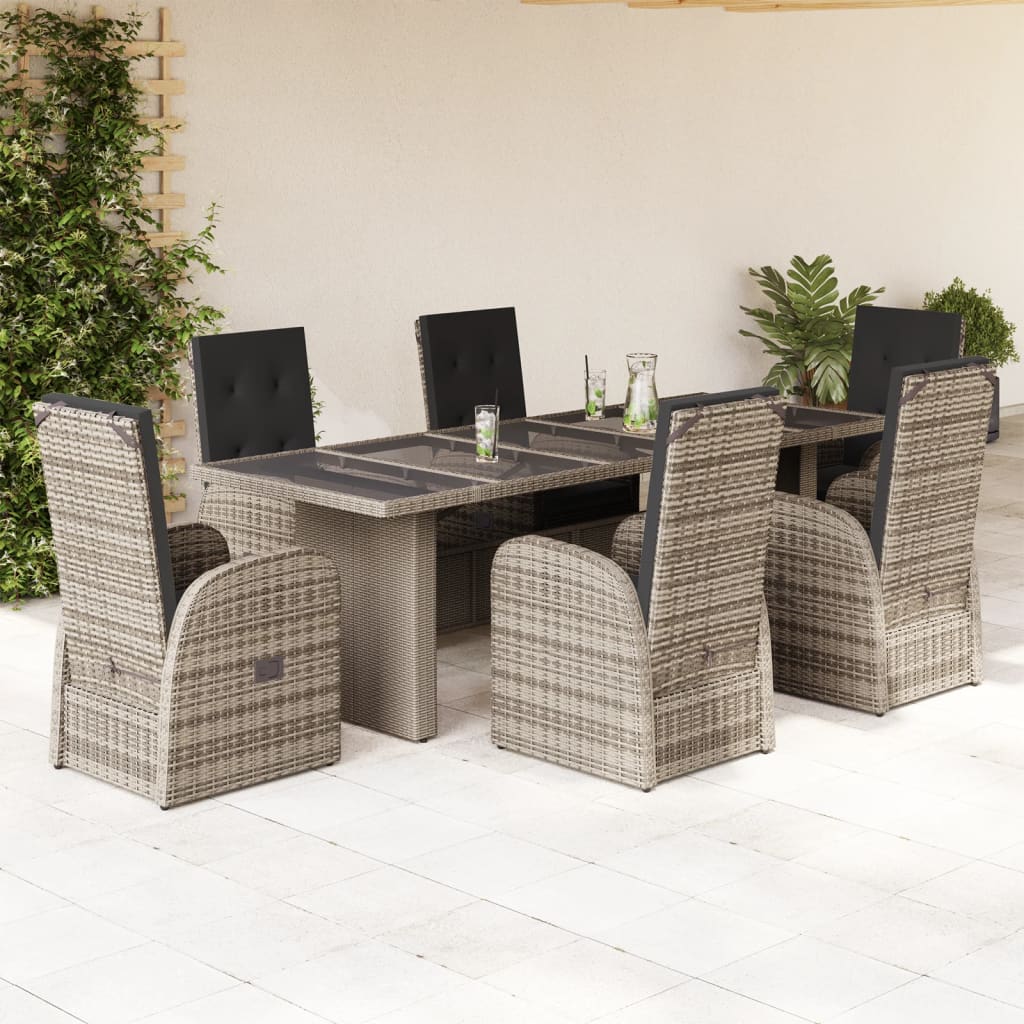 7-delige Tuinset met kussens poly rattan grijs is nu te koop bij PeponiXL, paradijselijk wonen!