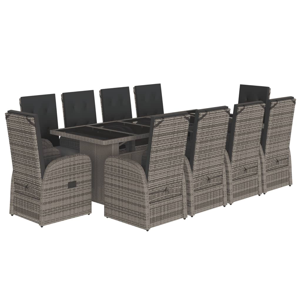11-delige Tuinset met kussens poly rattan grijs is nu te koop bij PeponiXL, paradijselijk wonen!