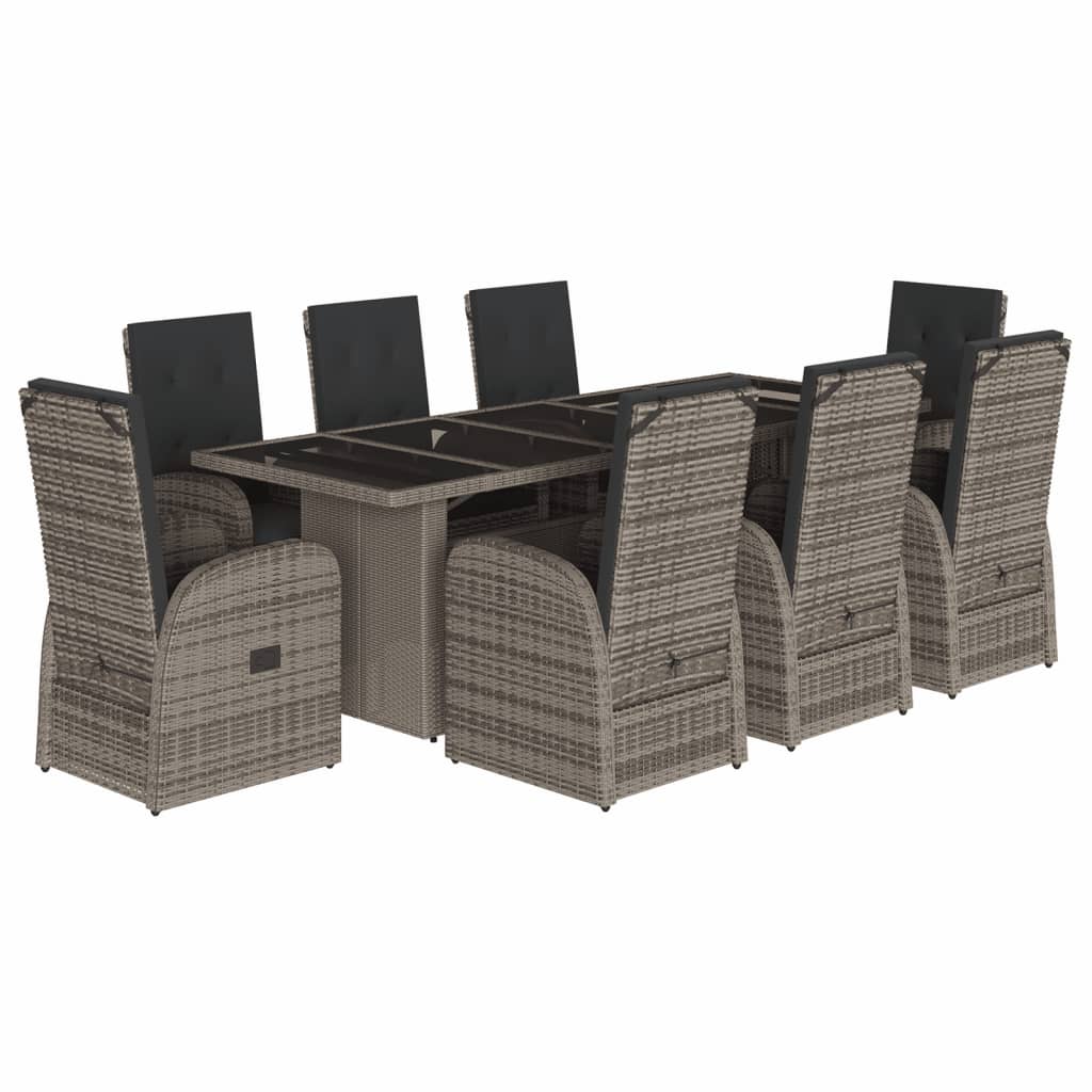 9-delige Tuinset met kussens poly rattan grijs is nu te koop bij PeponiXL, paradijselijk wonen!