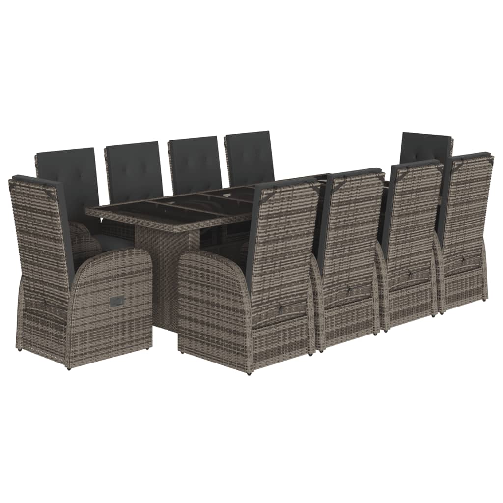 11-delige Tuinset met kussens poly rattan grijs is nu te koop bij PeponiXL, paradijselijk wonen!