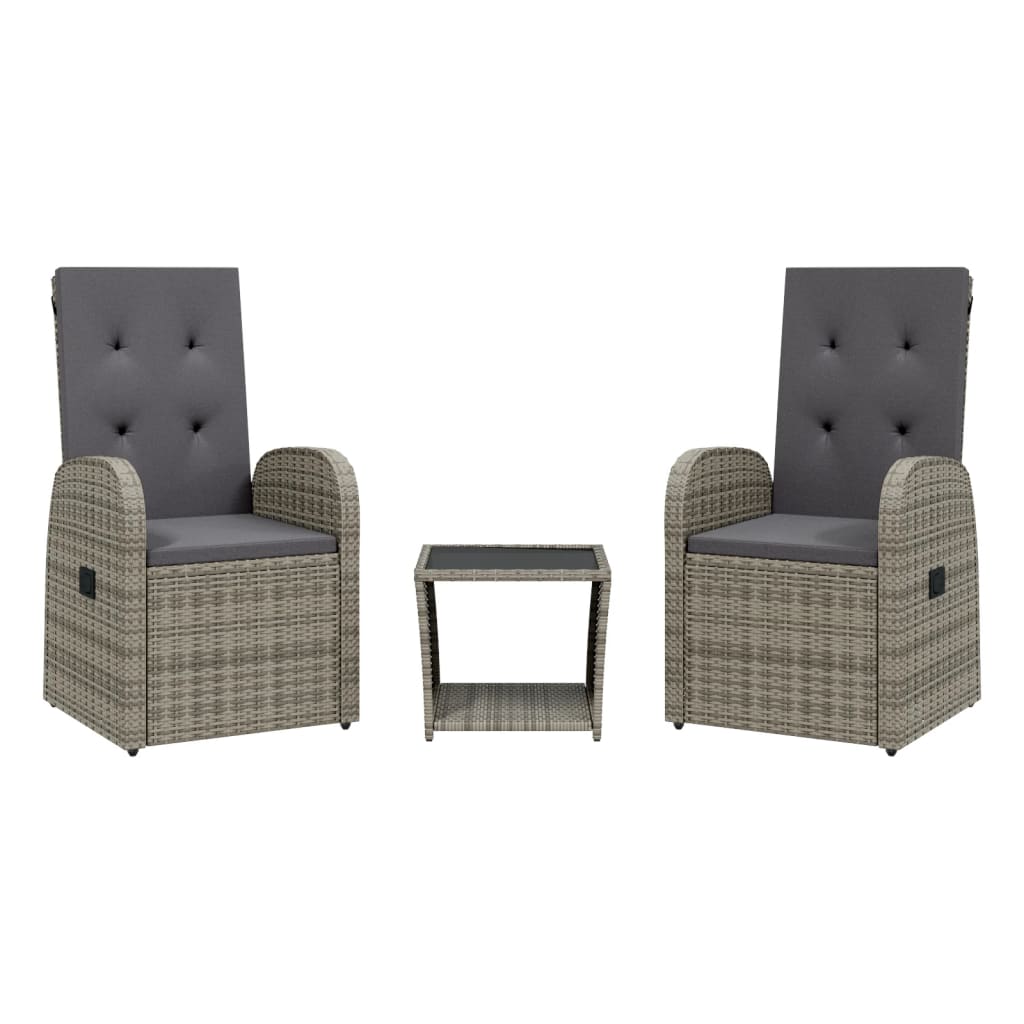 3-delige Tuinset met kussens poly rattan grijs is nu te koop bij PeponiXL, paradijselijk wonen!