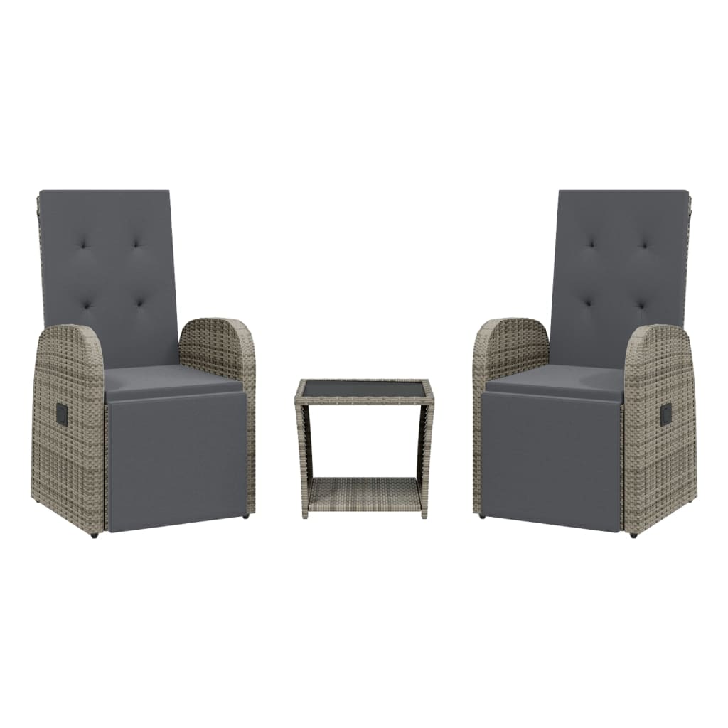 3-delige Tuinset met kussens poly rattan grijs is nu te koop bij PeponiXL, paradijselijk wonen!