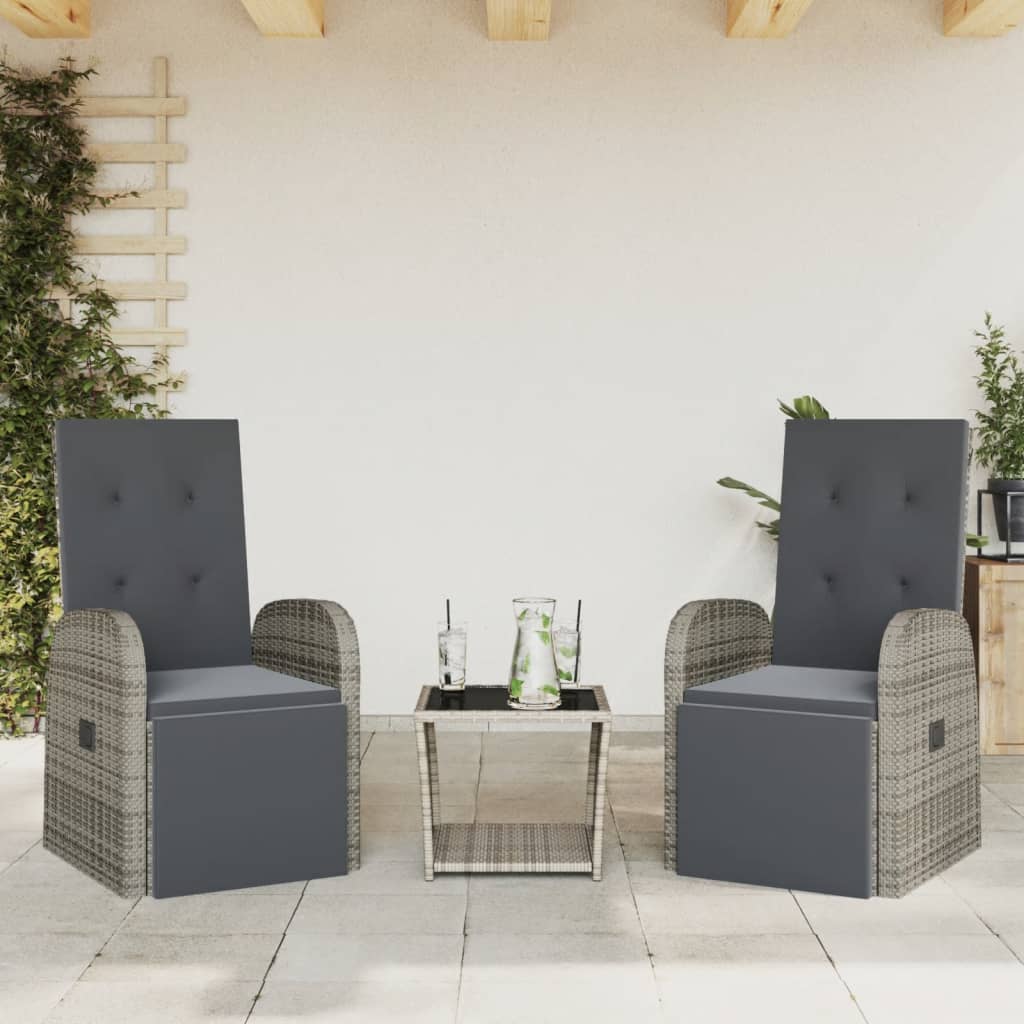 3-delige Tuinset met kussens poly rattan grijs is nu te koop bij PeponiXL, paradijselijk wonen!