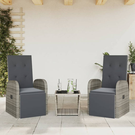 3-delige Tuinset met kussens poly rattan grijs is nu te koop bij PeponiXL, paradijselijk wonen!