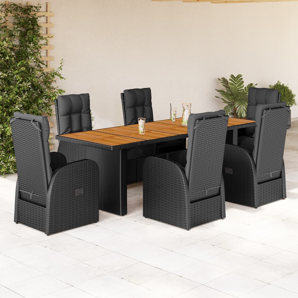 7-delige Tuinset met kussens poly rattan zwart is nu te koop bij PeponiXL, paradijselijk wonen!