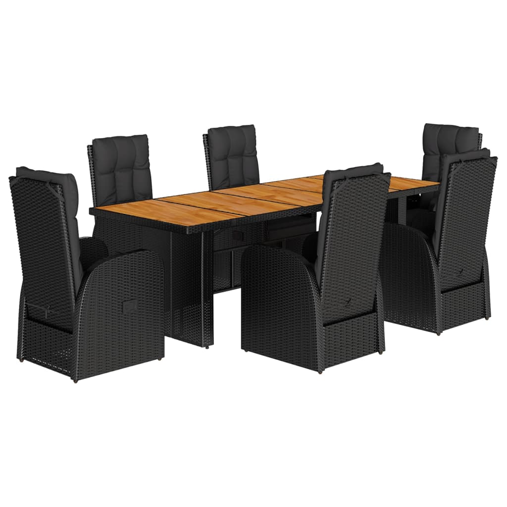 7-delige Tuinset met kussens poly rattan zwart is nu te koop bij PeponiXL, paradijselijk wonen!