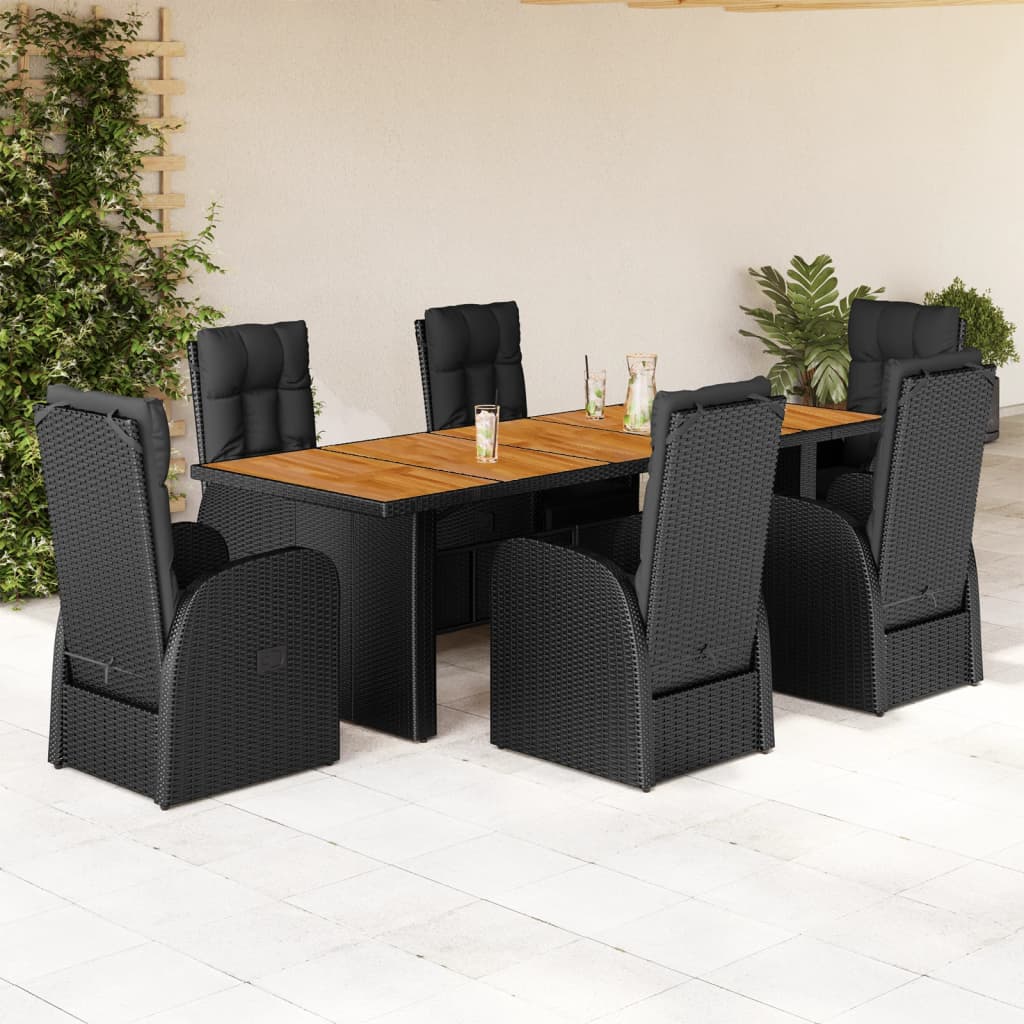 7-delige Tuinset met kussens poly rattan zwart is nu te koop bij PeponiXL, paradijselijk wonen!