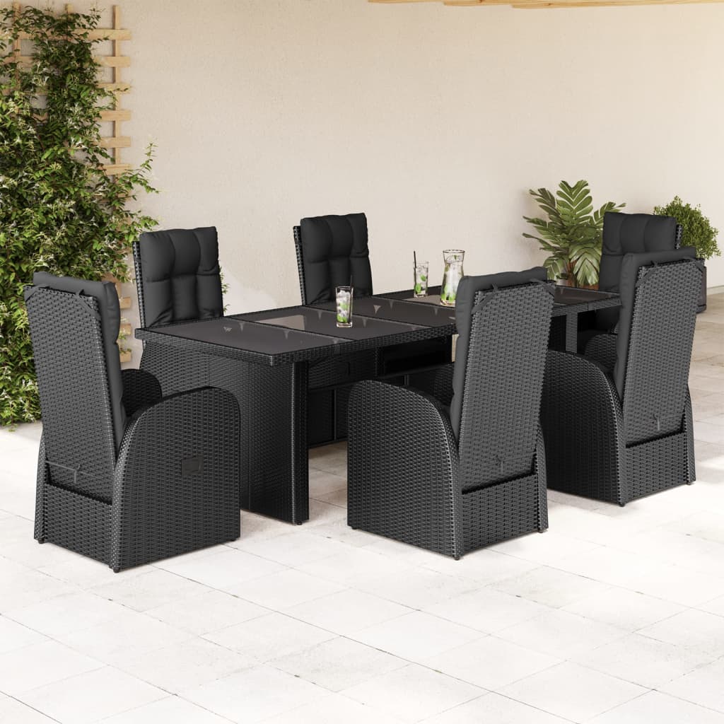 7-delige Tuinset met kussens poly rattan zwart is nu te koop bij PeponiXL, paradijselijk wonen!