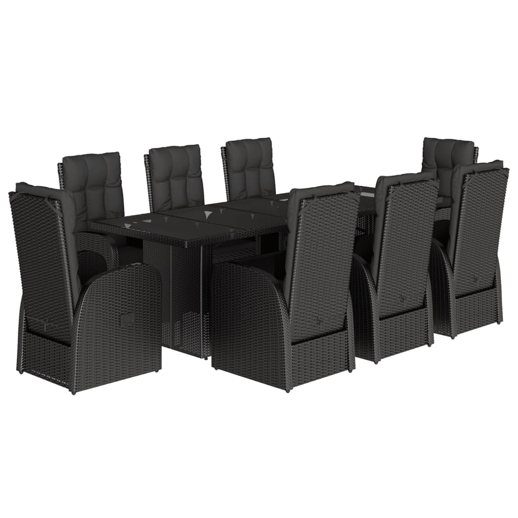 9-delige Tuinset poly rattan zwart is nu te koop bij PeponiXL, paradijselijk wonen!