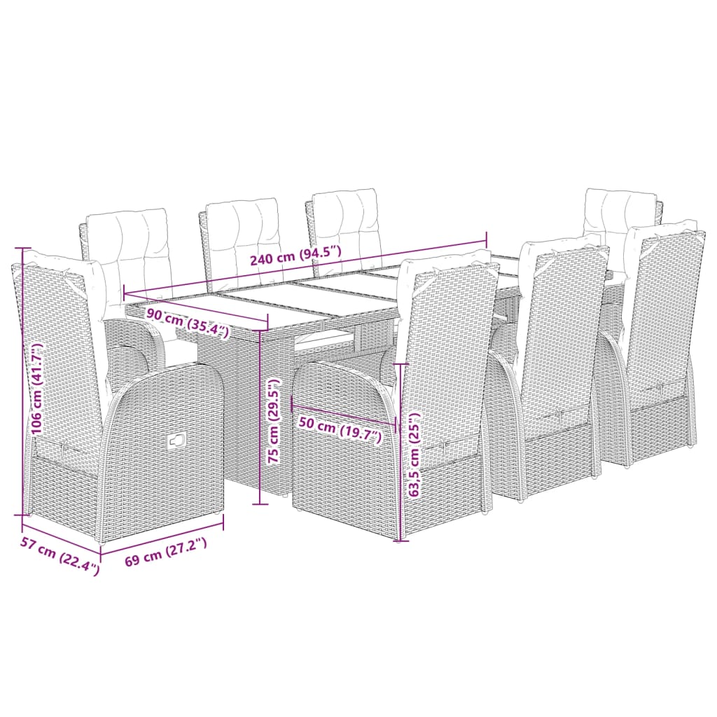 9-delige Tuinset poly rattan zwart is nu te koop bij PeponiXL, paradijselijk wonen!
