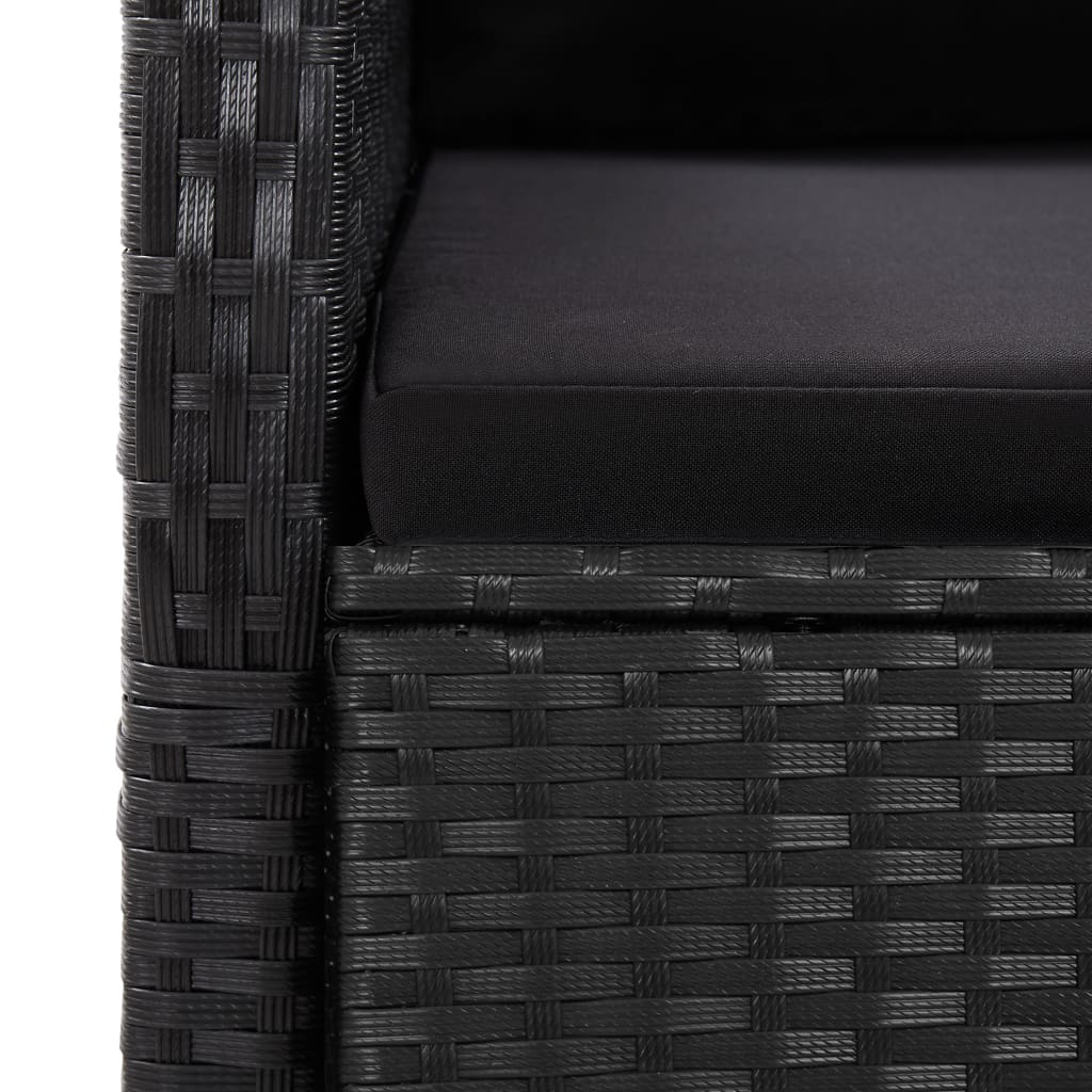 11-delige Tuinset met kussens poly rattan zwart is nu te koop bij PeponiXL, paradijselijk wonen!