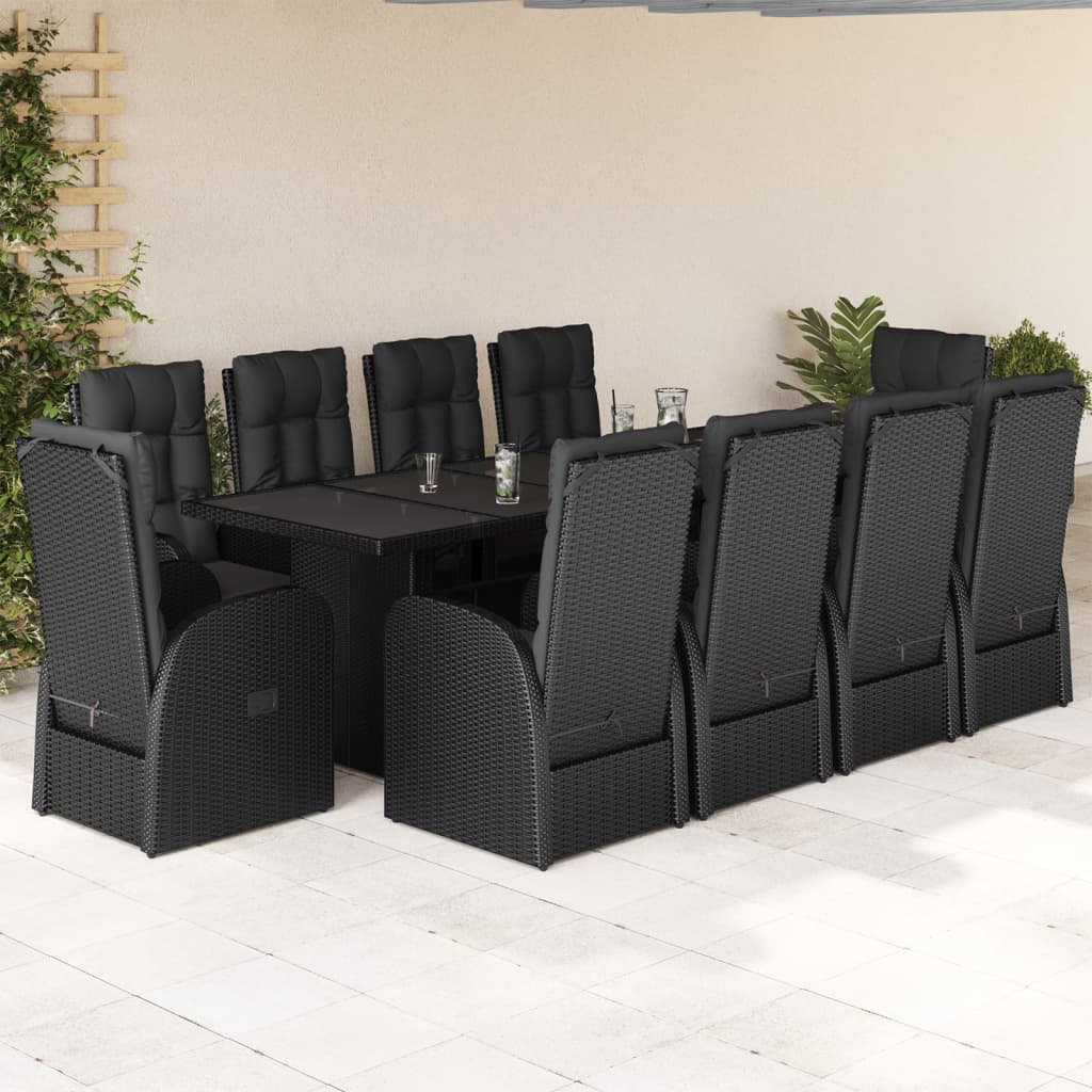 11-delige Tuinset met kussens poly rattan zwart is nu te koop bij PeponiXL, paradijselijk wonen!