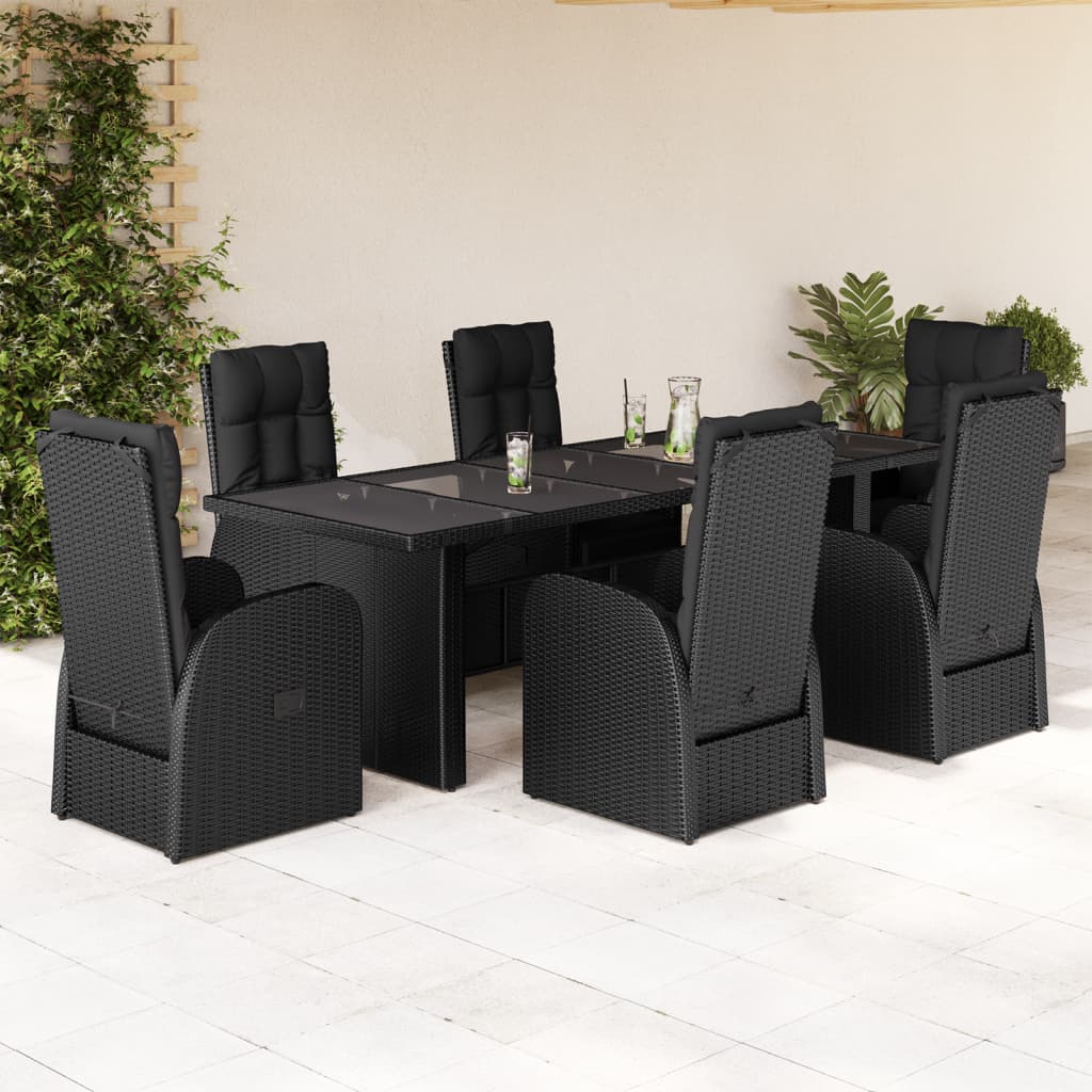 7-delige Tuinset met kussens poly rattan zwart is nu te koop bij PeponiXL, paradijselijk wonen!